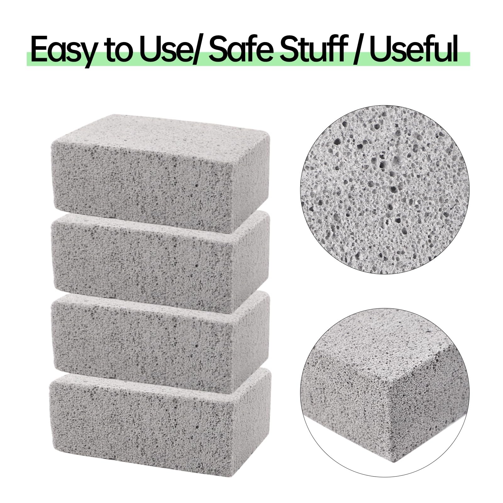 HATOKU 8 Pack Grill Brick & Griddle Stone Cleaning Block, Pumice 8 pack, Gray
