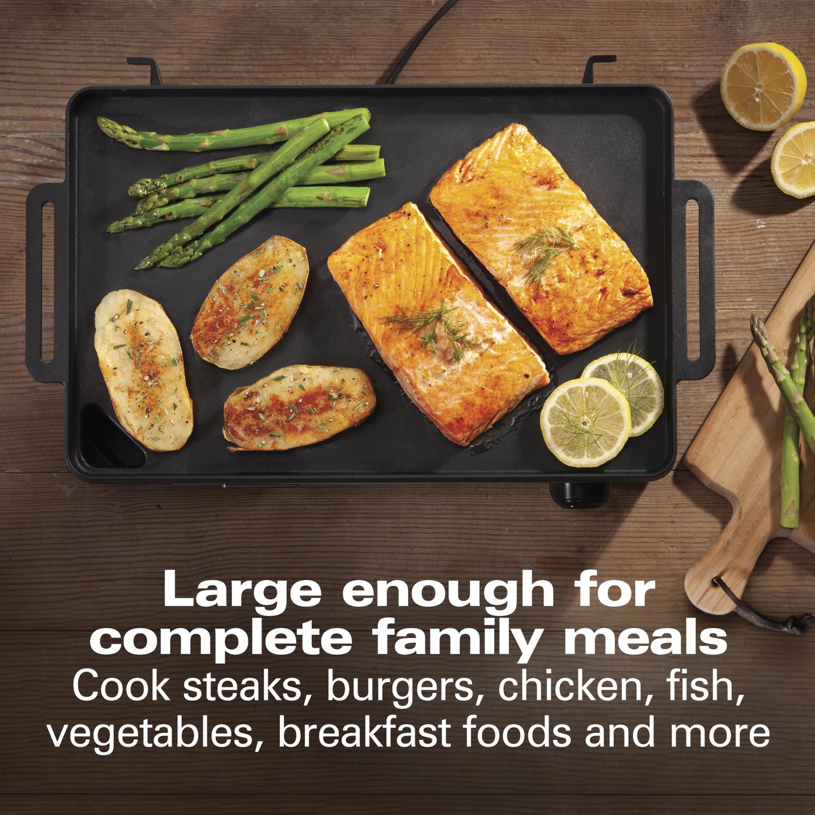 Cast Iron Indoor Electric Grill & Griddle, 10 x 16 Preseasoned Cooking Surface,