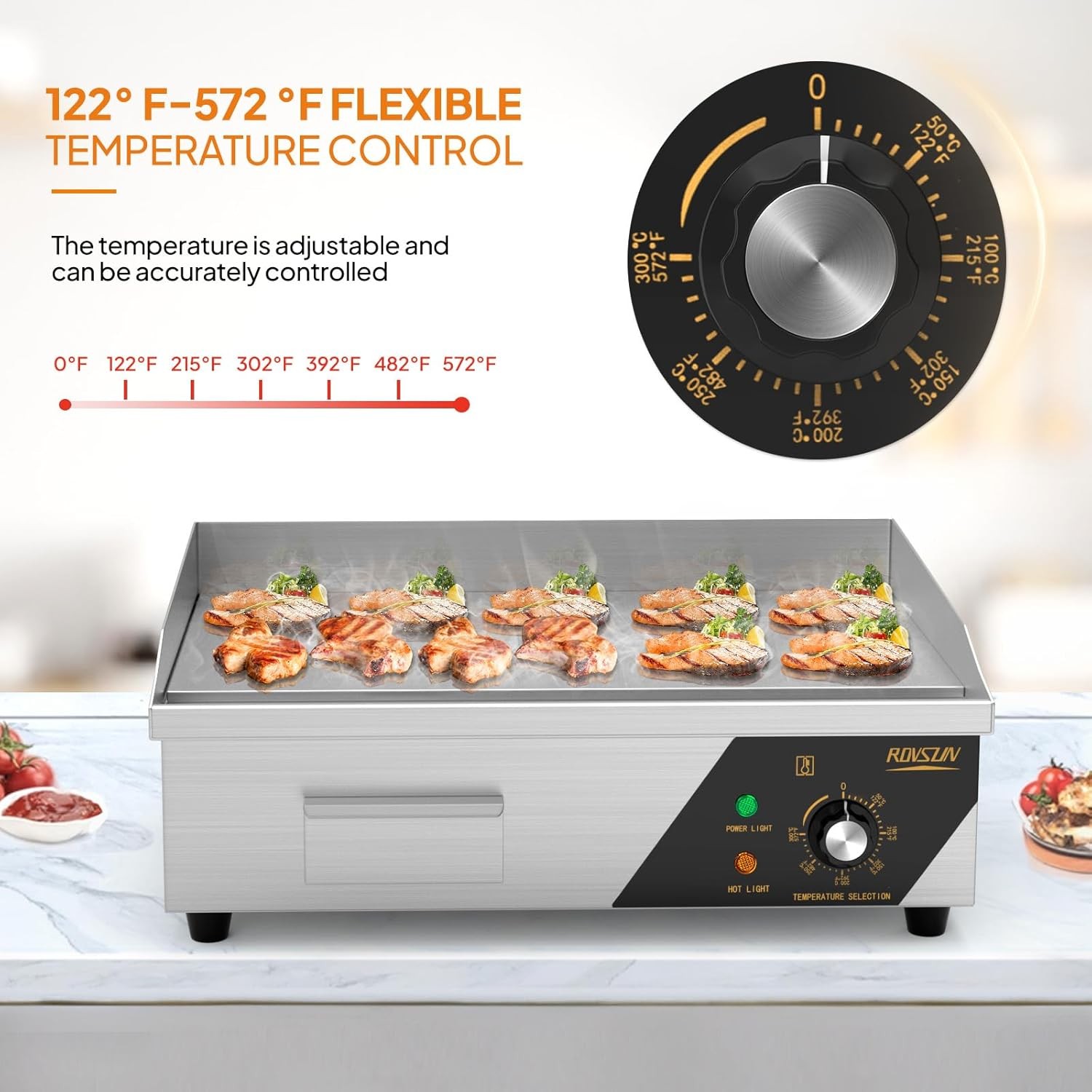 Commercial Electric Griddle, Electric Griddle, 22 inch Countertop Griddle 1600W