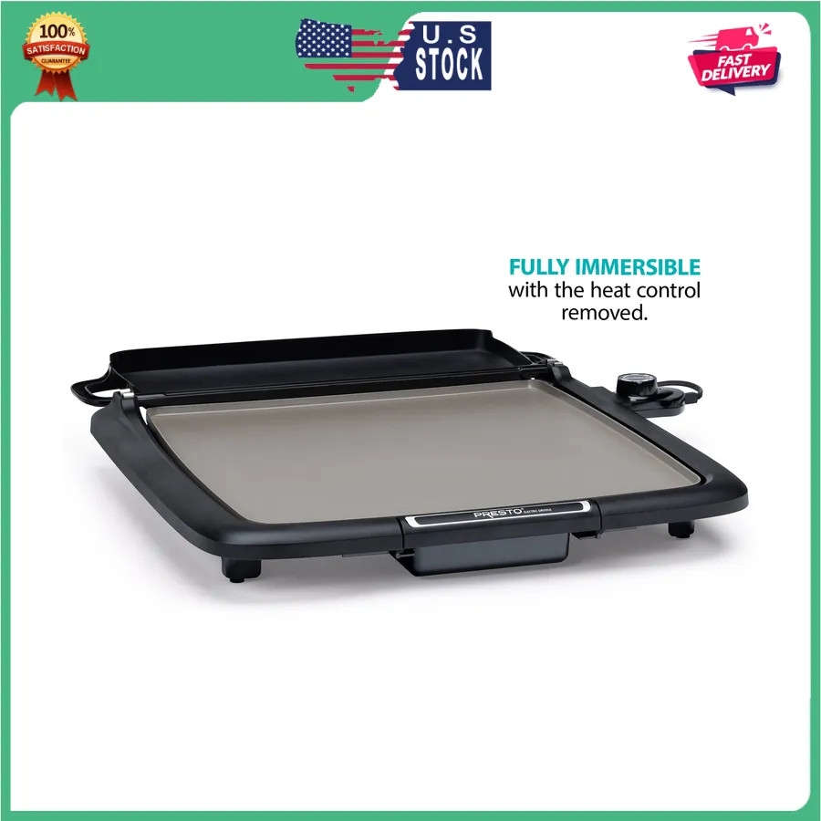 Presto Ceramic Nonstick Electric Griddle with Multifunction Warming Tray