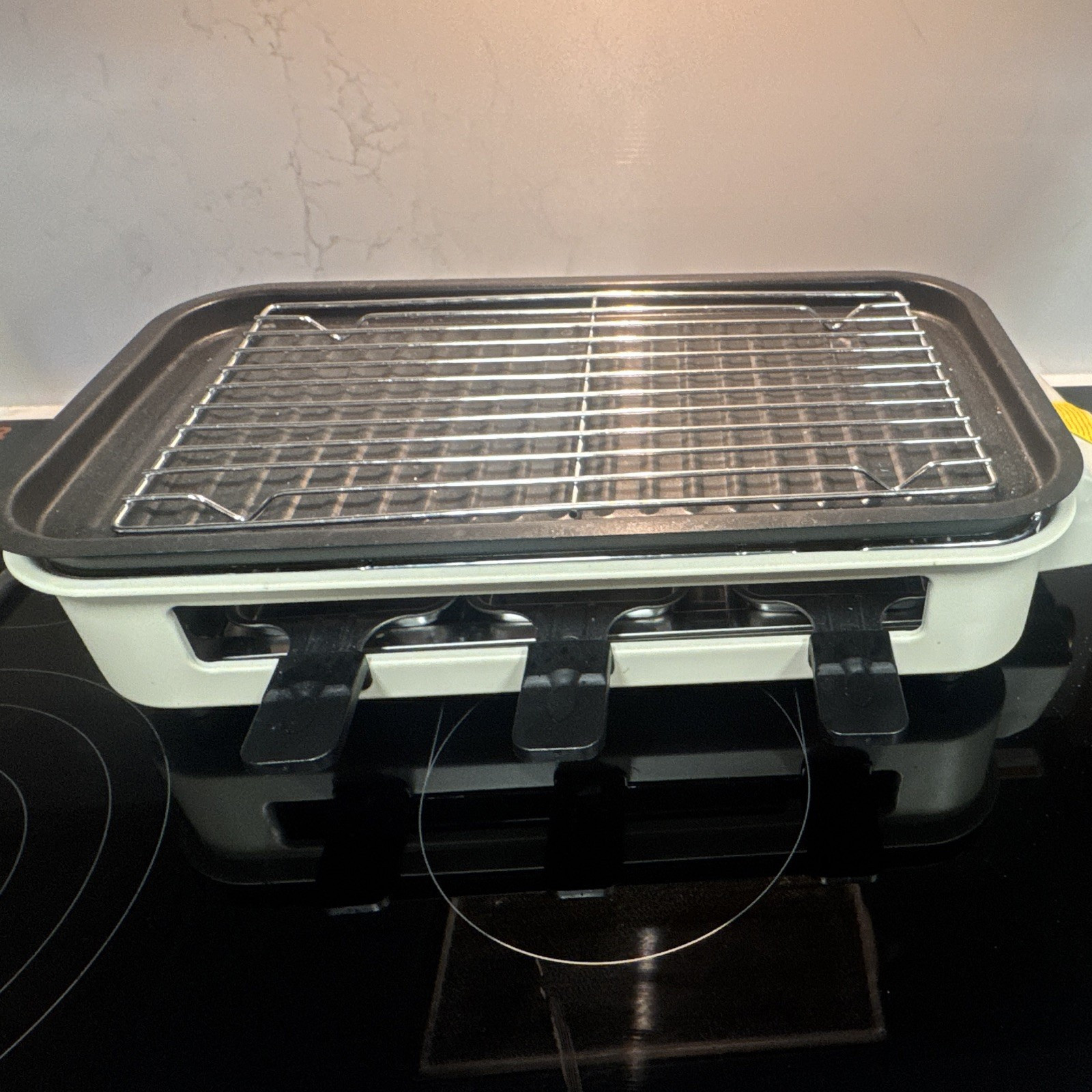 Rectangular Indoor Electric Grill 1700W Temp Control Cooking Grate Black/White