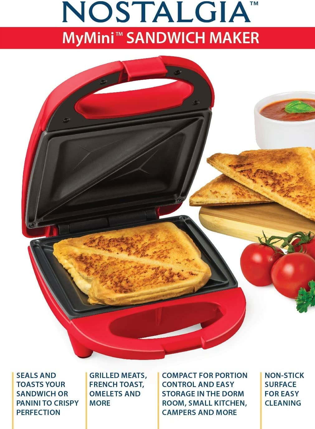 New 10.75 x 8.62 x 4.65 Inches, Sandwich Maker,EASY TO USE