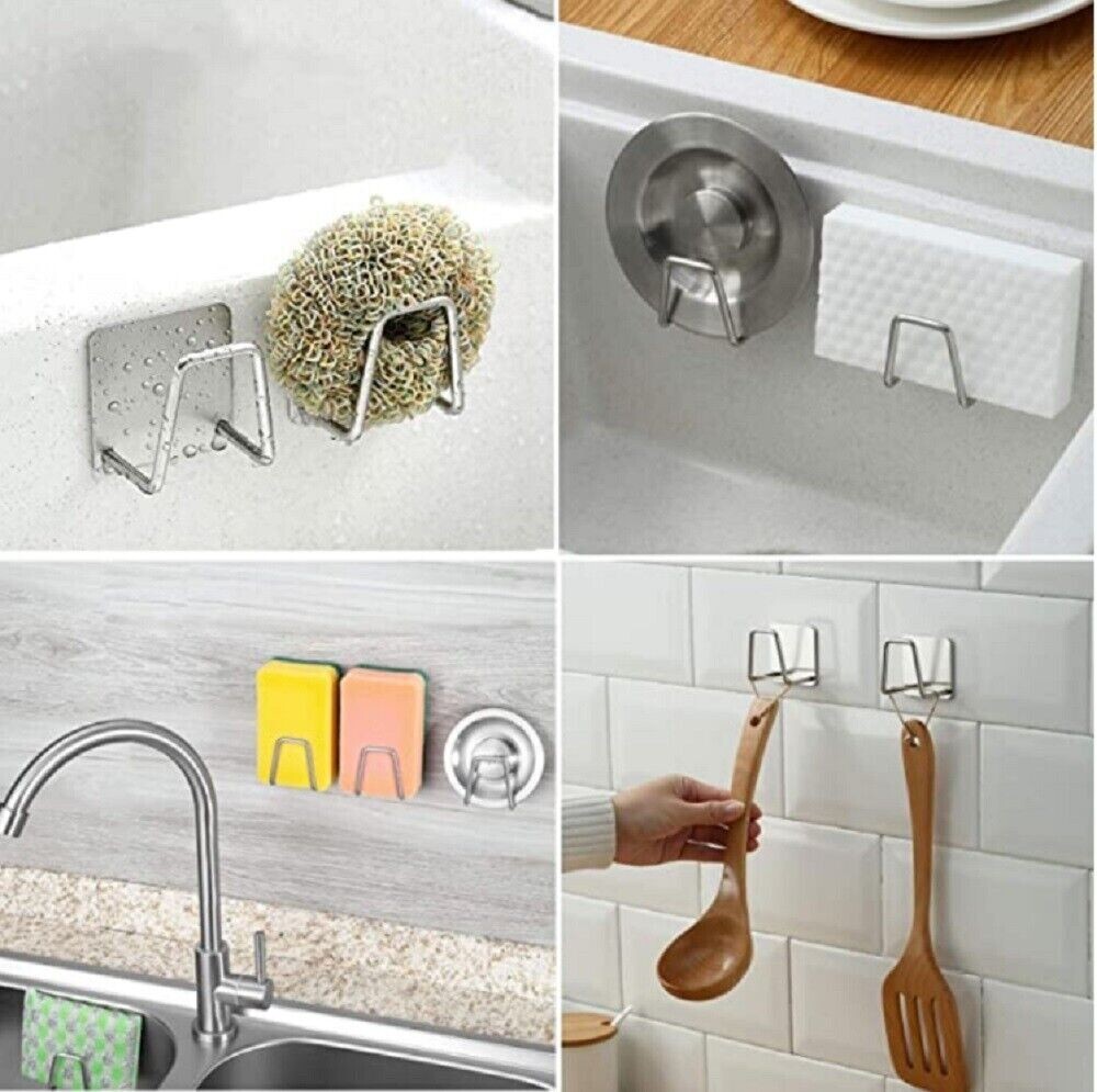 Self Adhesive Stainless Steel Dish Rack Drying Rack Kitchen Wall Hooks Accessori
