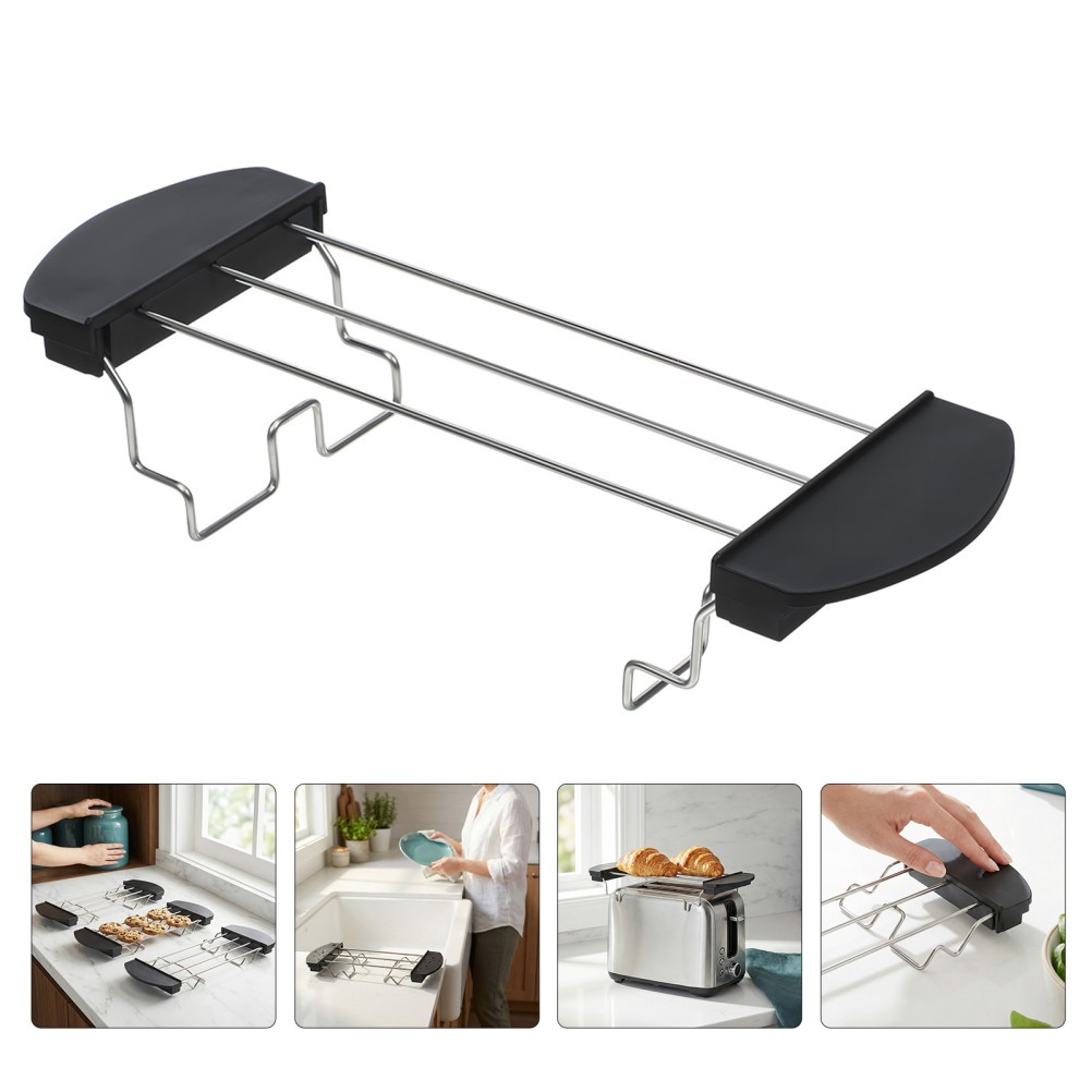 3Pcs Black Stainless Steel Toast Stand Cooling Grid for Home Kitchen Use