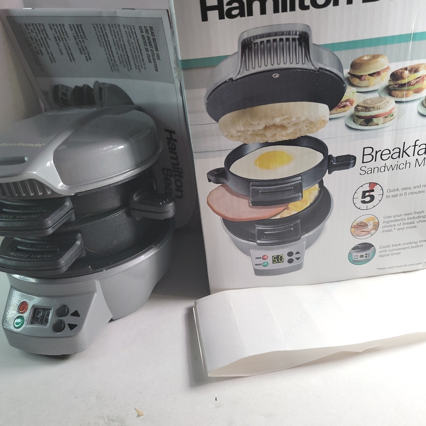 Breakfast Sandwich Maker Hamilton Beach New Open Box 5 Mins Your Ingredients