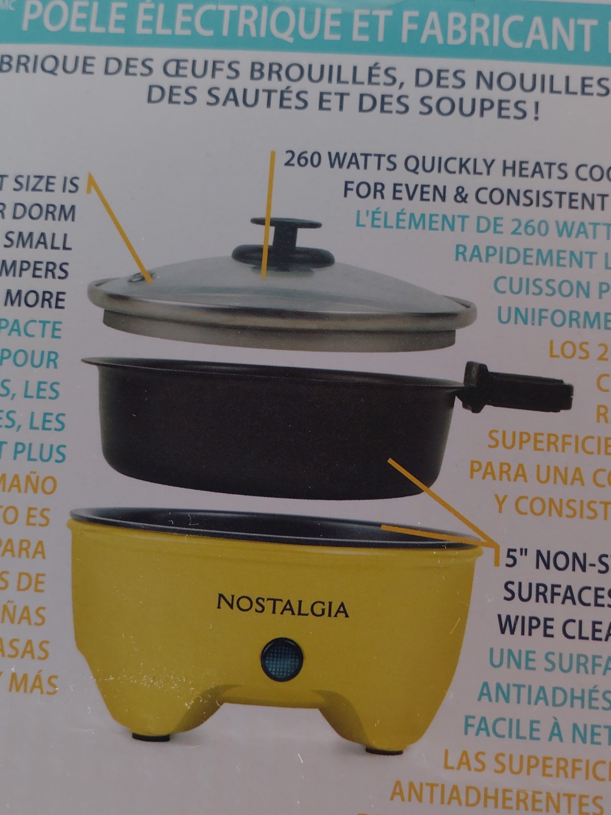 Nostalgia MyMini Personal Electric Skillet & Rapid Noodle Maker Dorm Room Sealed