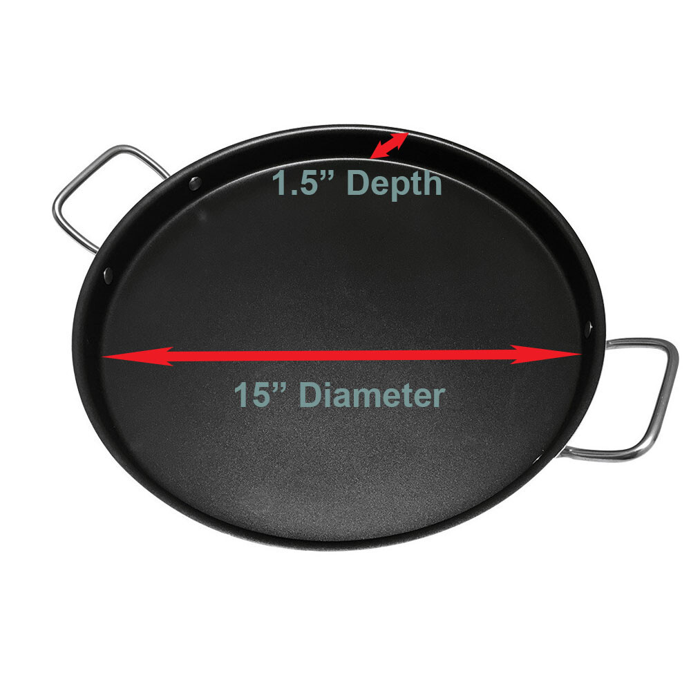 Alu Comal Griddle Top Grill 1-1/2″ Depth NonStick Coating Spanish Paella Pan