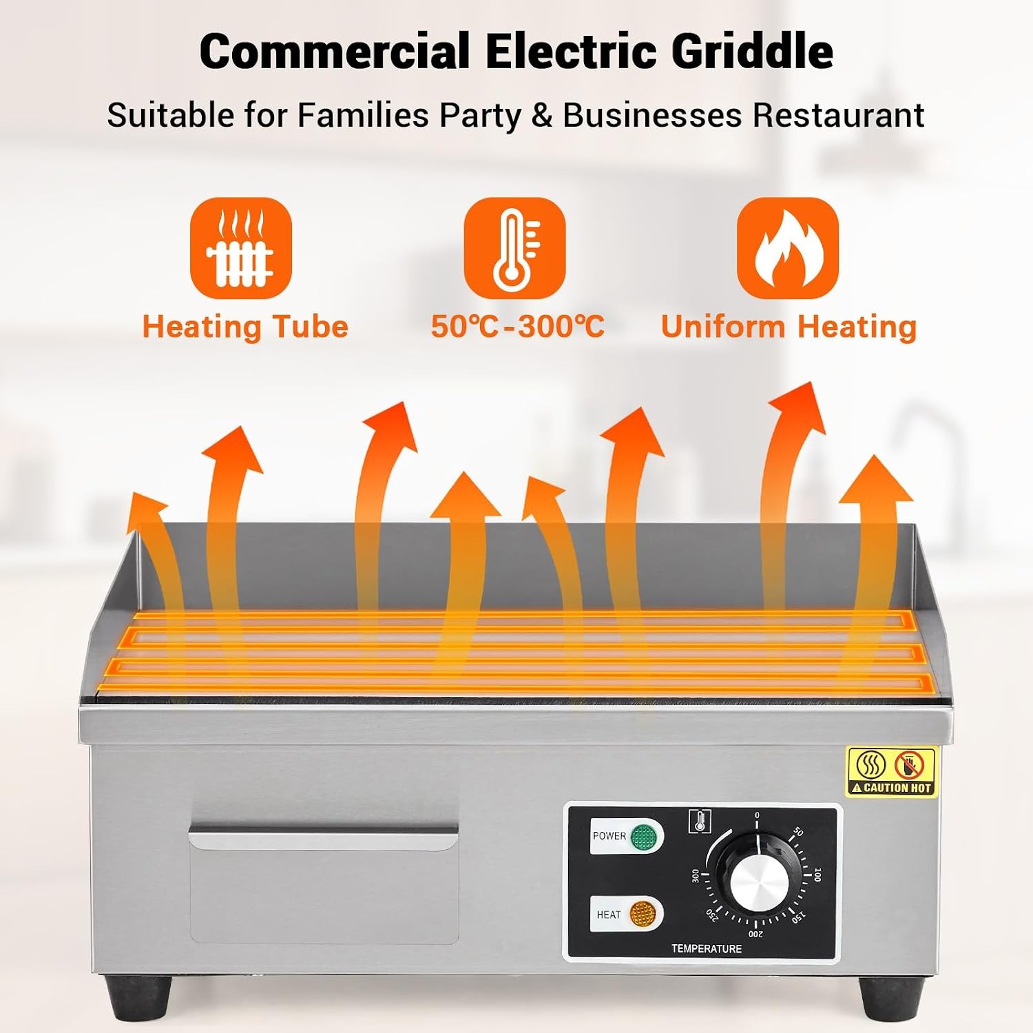 18″ Commercial Electric Griddle Stainless Steel Countertop Griddle Electric Flat