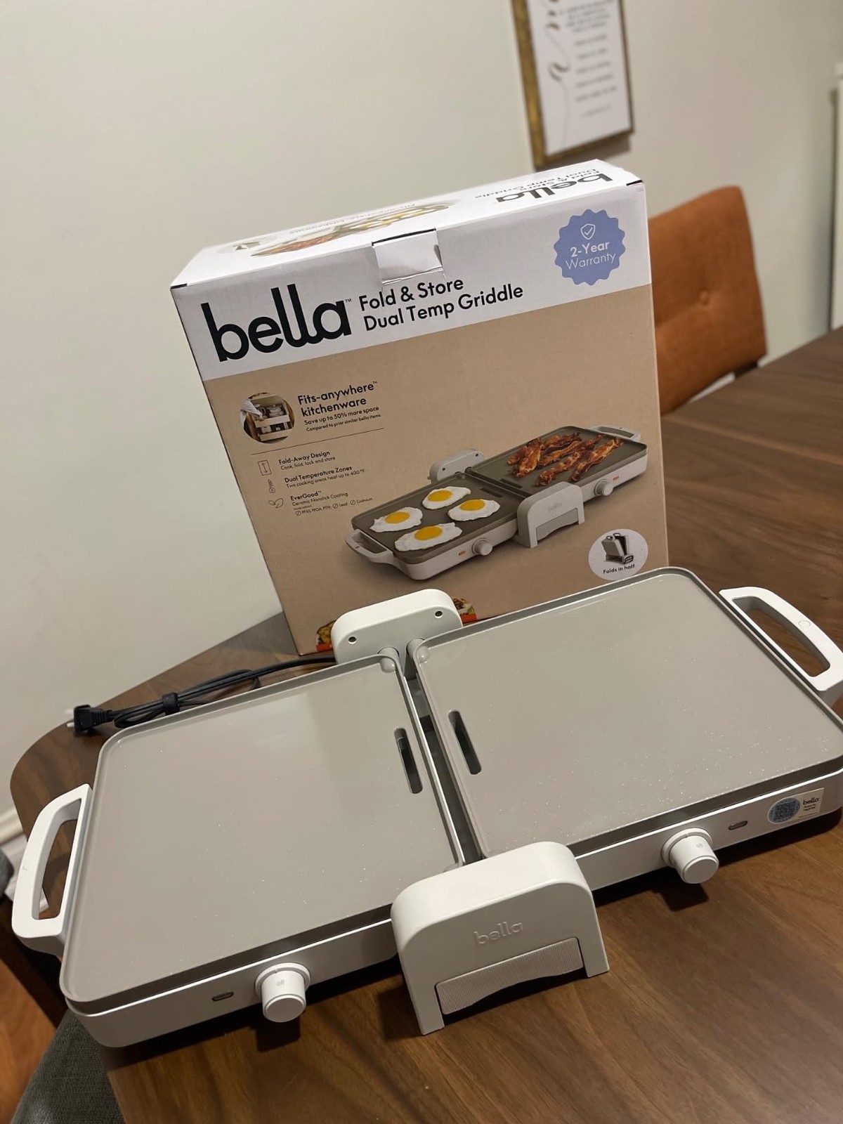bella 10×20 Ceramic Fold-n-Store Dual Temp Griddle Oatmilk