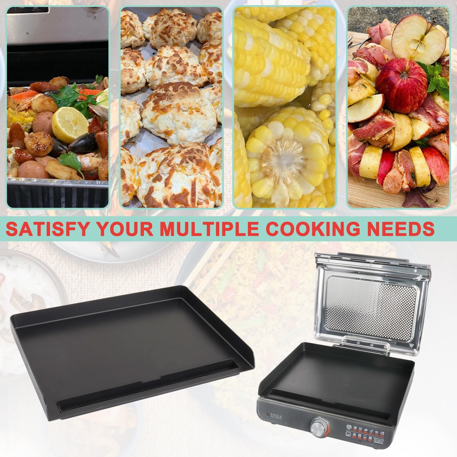 Webroil Gr101 Sizzle Indoor For Ninja Smokeless Indoor Flat Top Plate