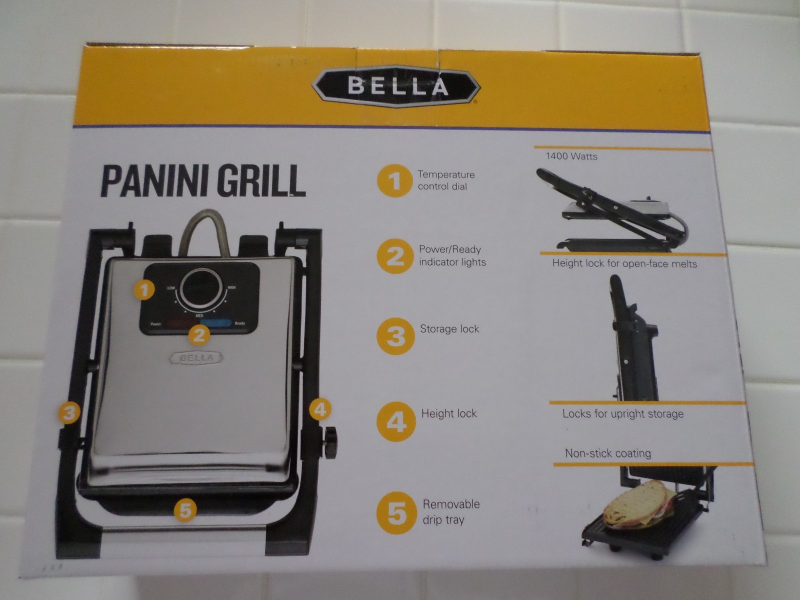 Bella Non-Stick Panini Grill Brushed Stainless Steel – Sensio 13267 – New