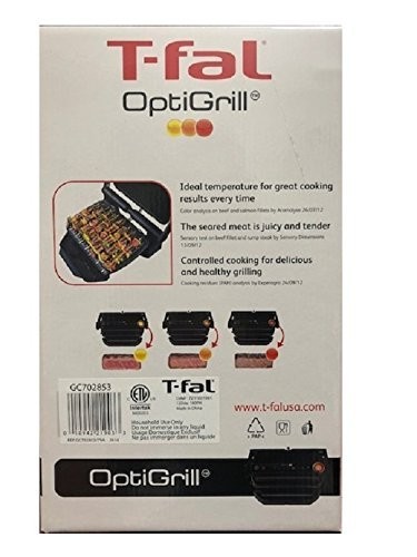 T-FAL OptiGrill Indoor Electric Grill with Removable Plates Black & Recipe Book