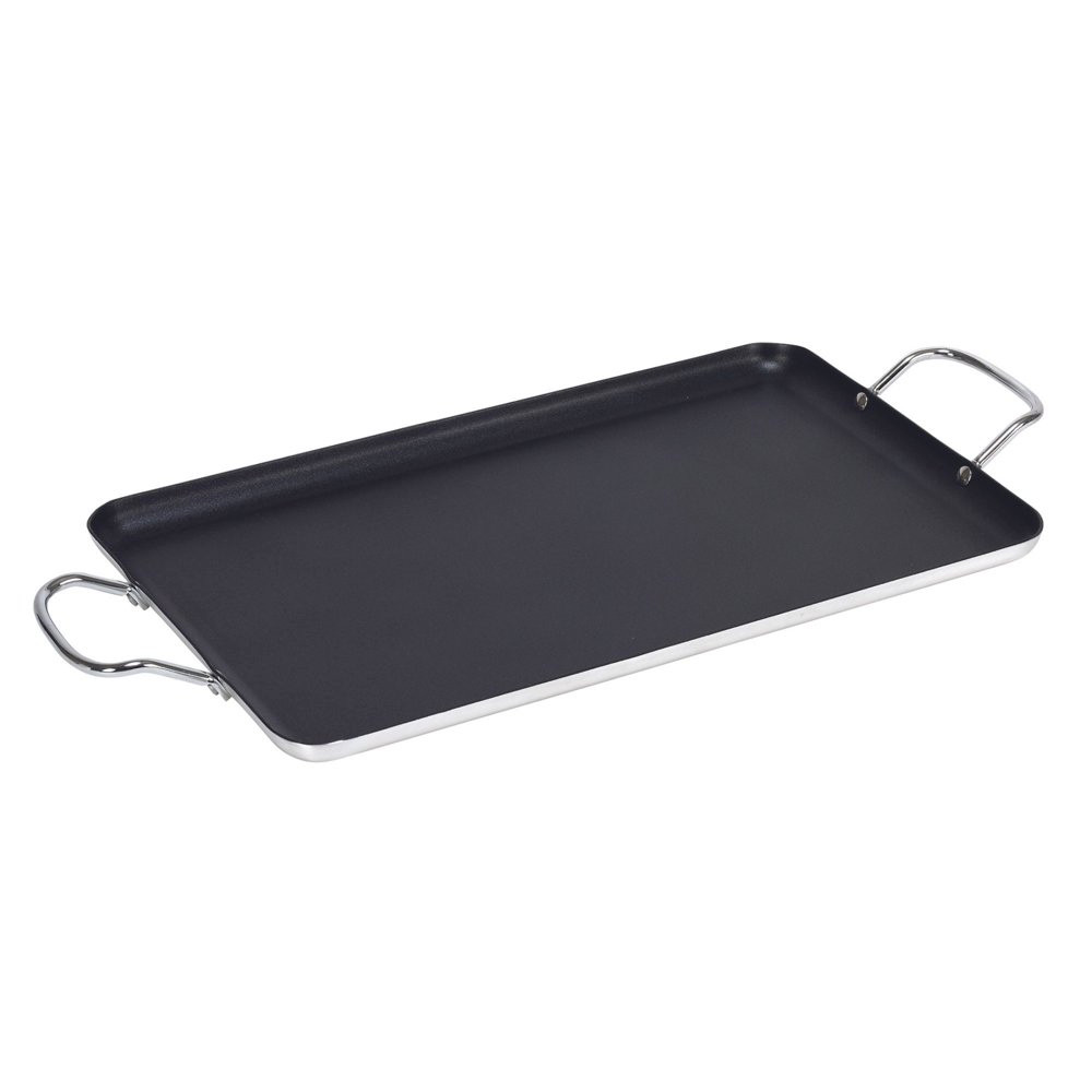 Large 20″ X 12″ Nonstick Double Burner Griddle with Metal Handles, Black