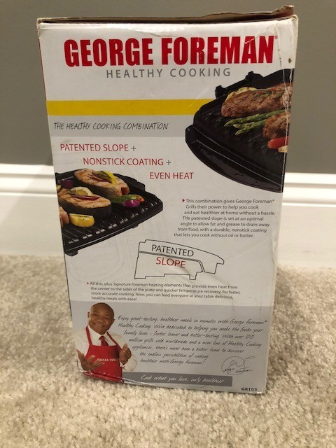 George Foreman Electric Grill 2-Serving Classic 36 inch in Black GR10B BRAND NEW