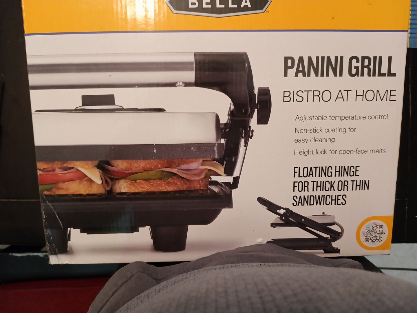 BELLA Panini Grill “Bistro At Home” 1400W 110VAC Features Floating…