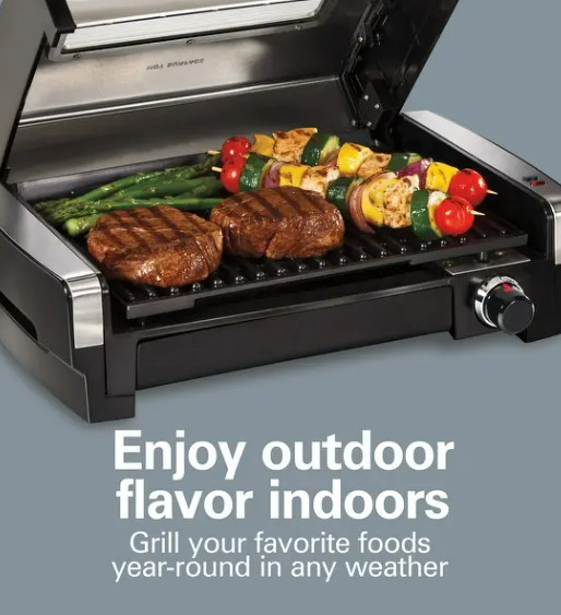 Grill Indoor Searing Electric Beach Hamilton Removable Flavor Stainless Steel
