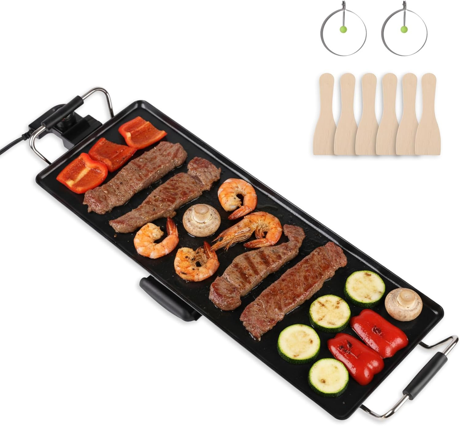 30-Inch Electric Griddle & Teppanyaki Grill, 1400W Large Non-Stick Surface, Inte