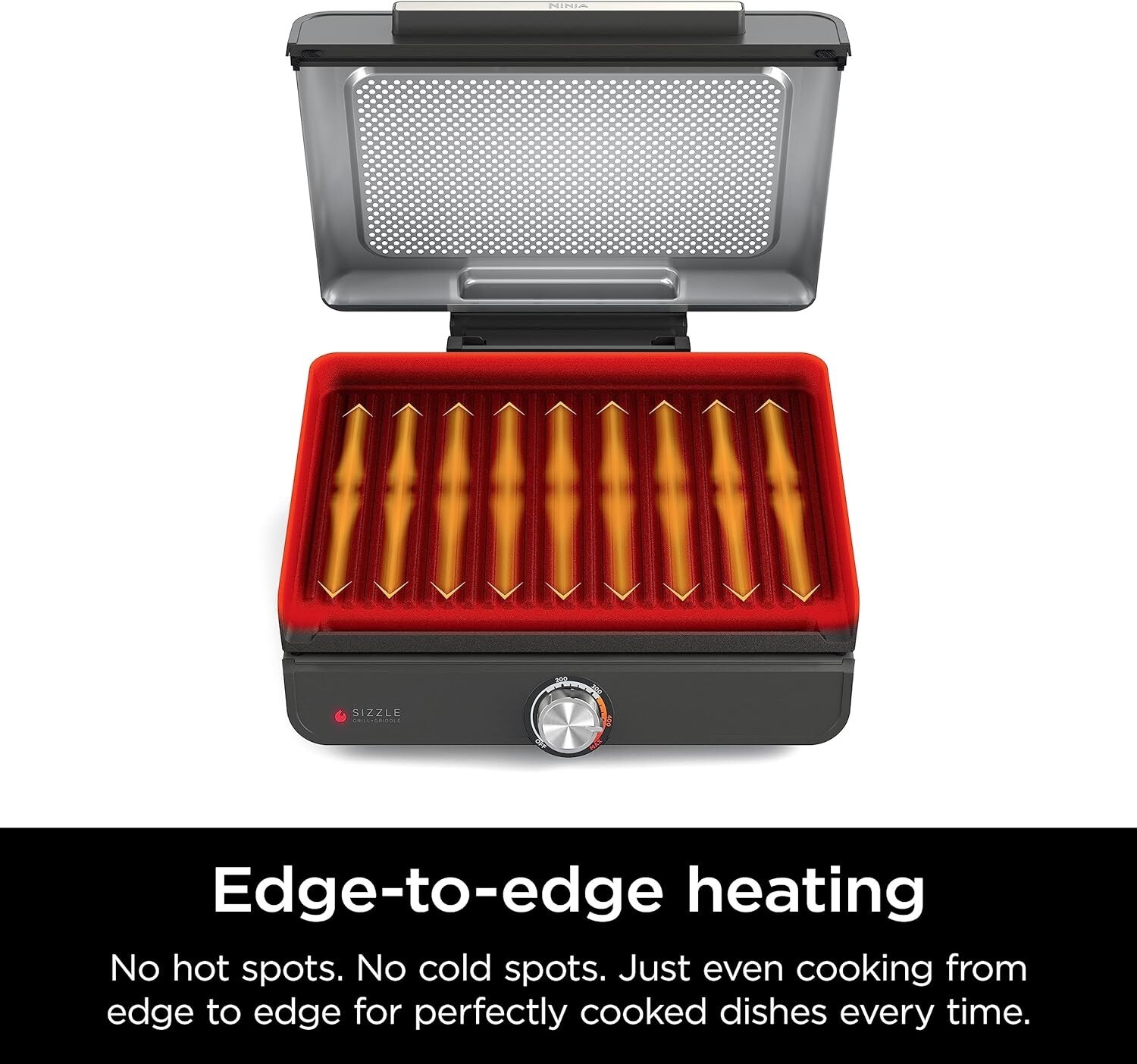 Ninja GR101 Sizzle Smokeless Indoor Grill & Griddle, 14” Interchangeable Plates