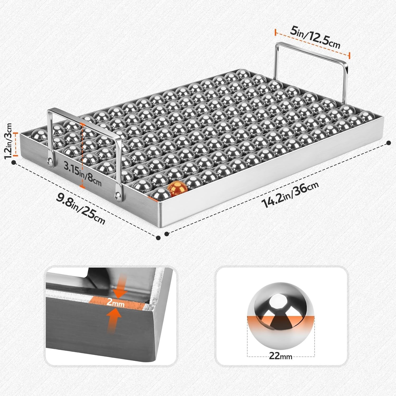 304 Stainless Steel BBQ Griddle, Professional Rapid Heat Retention Ball Griddle