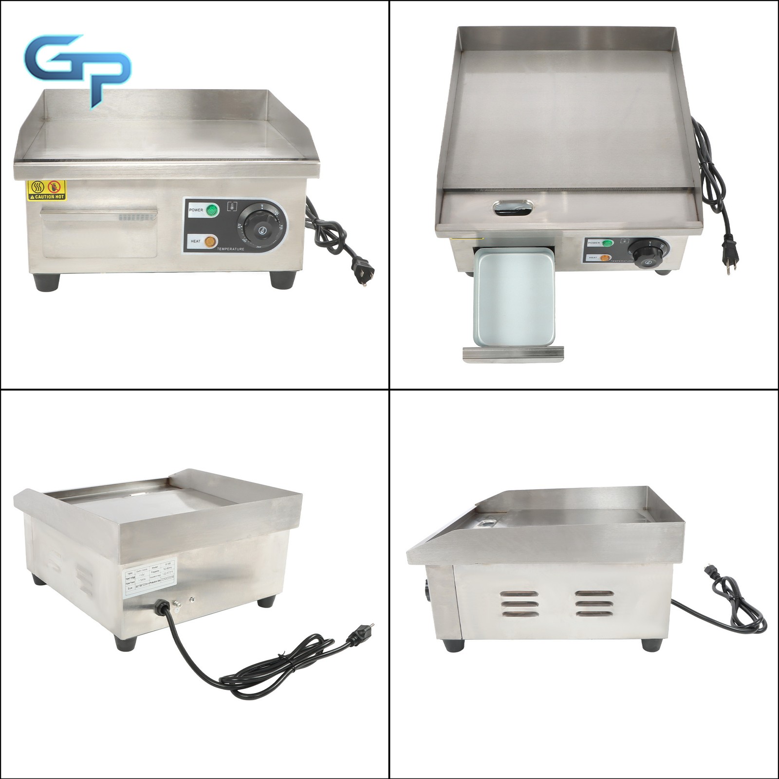 14″ Commercial Electric Griddle, 1500W Electric Flat Top Grill Restaurant Home