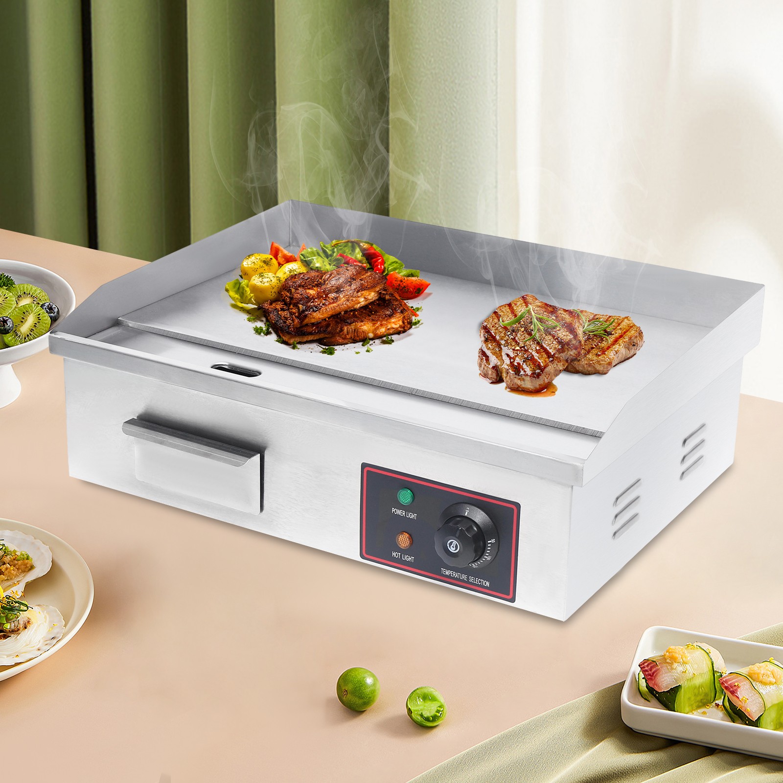 22″ 3000W Commercial Electric Griddle Flat Top Grill Hot Plate BBQ Countertop.