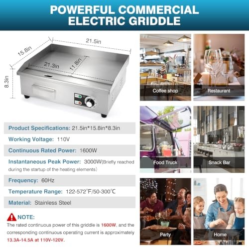 IRONWALLS 22 Inch Commercial Electric Griddle 3000W