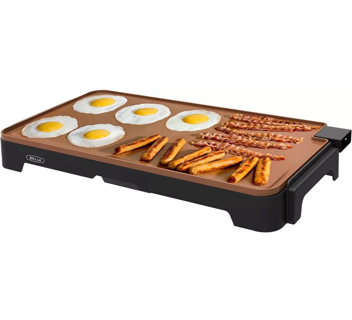 Copper Titanium Ceramic Griddle – Large 12″ x 22″ Surface, Easy Cleanup, 15 Eggs