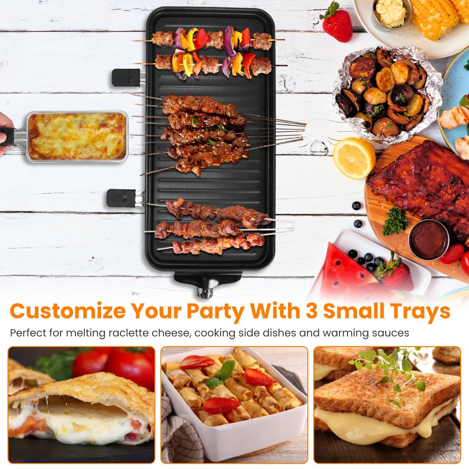 2 in 1 Electric Indoor Grill Electric BBQ Grill Portable Barbecue Cooking Plate