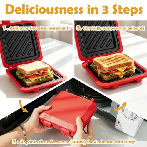 2026 Microwave Sandwich Maker, Microwave Toaster with Adjustable Silicone