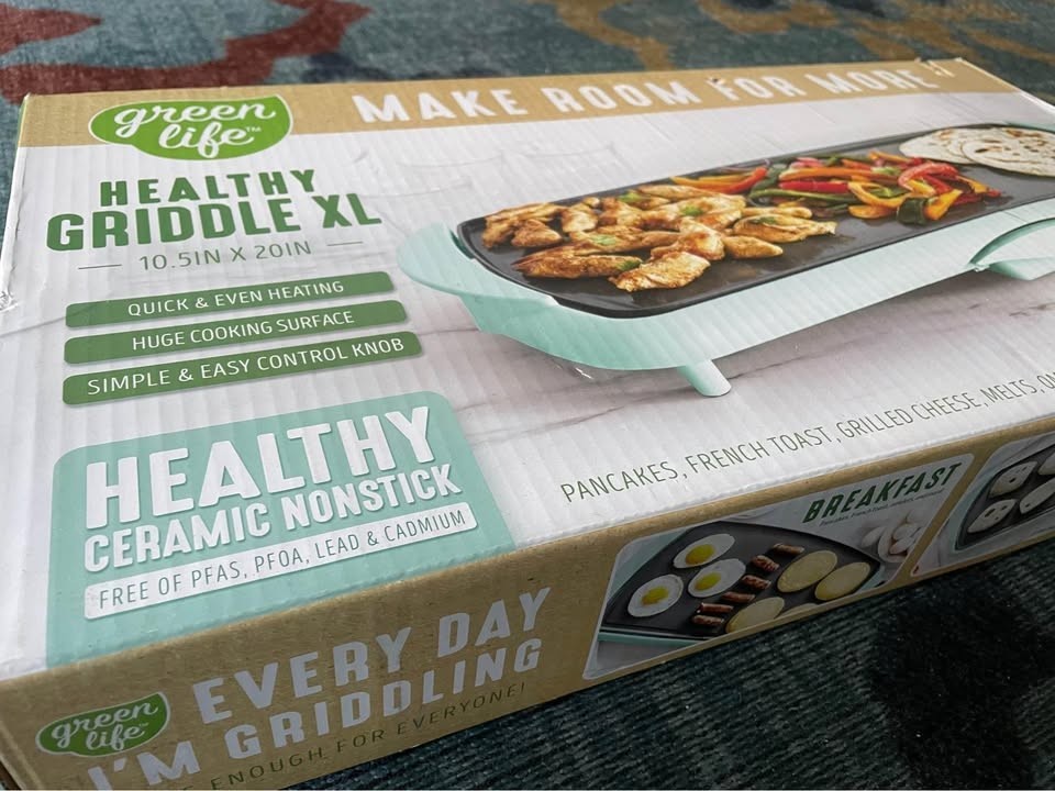 GreenLife Healthy XL Electric Griddle – Turquoise/Teal – Ceramic Nonstick