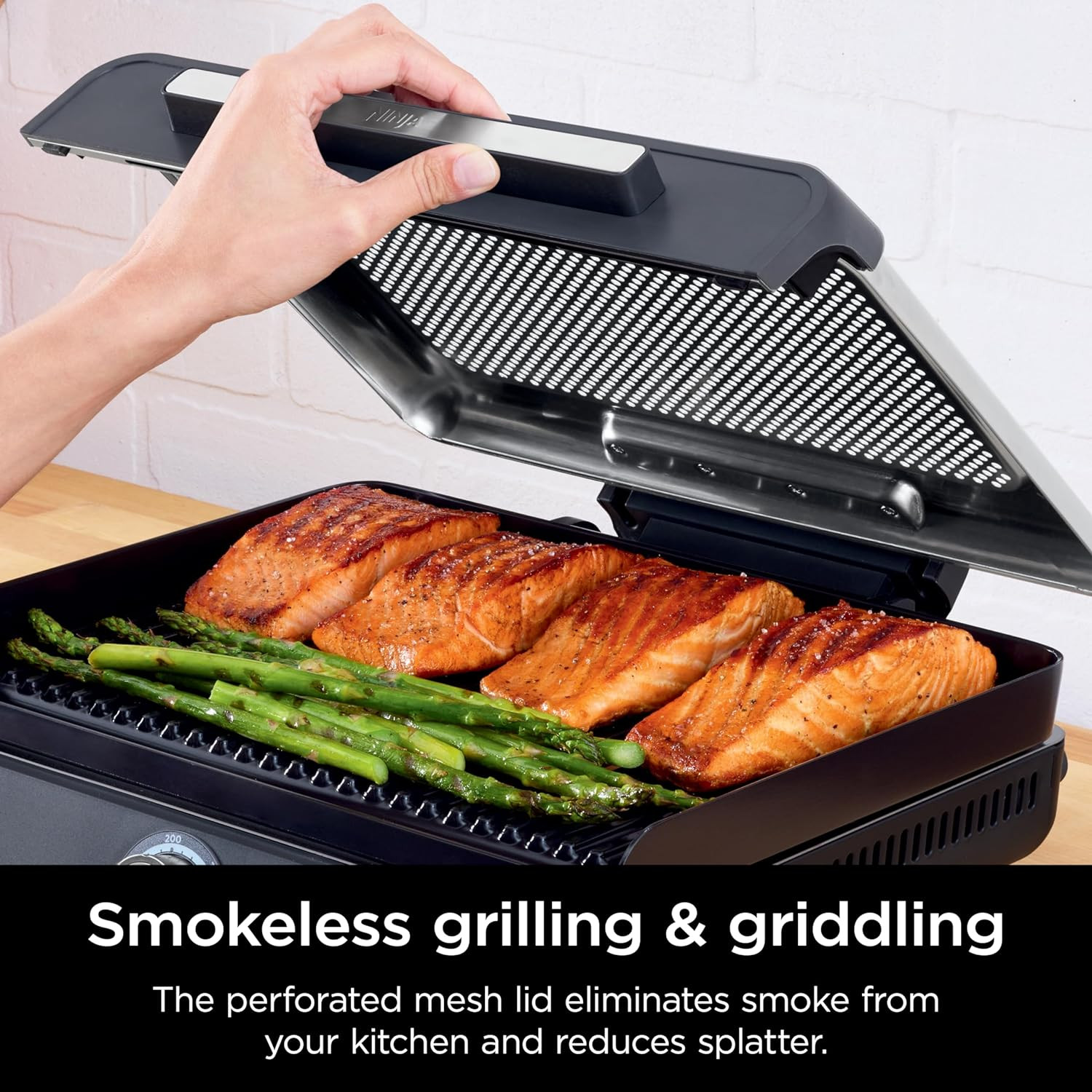 Ninja Sizzle Smokeless Indoor Grill&Griddle W14” Interchangeable Nonstick Plate