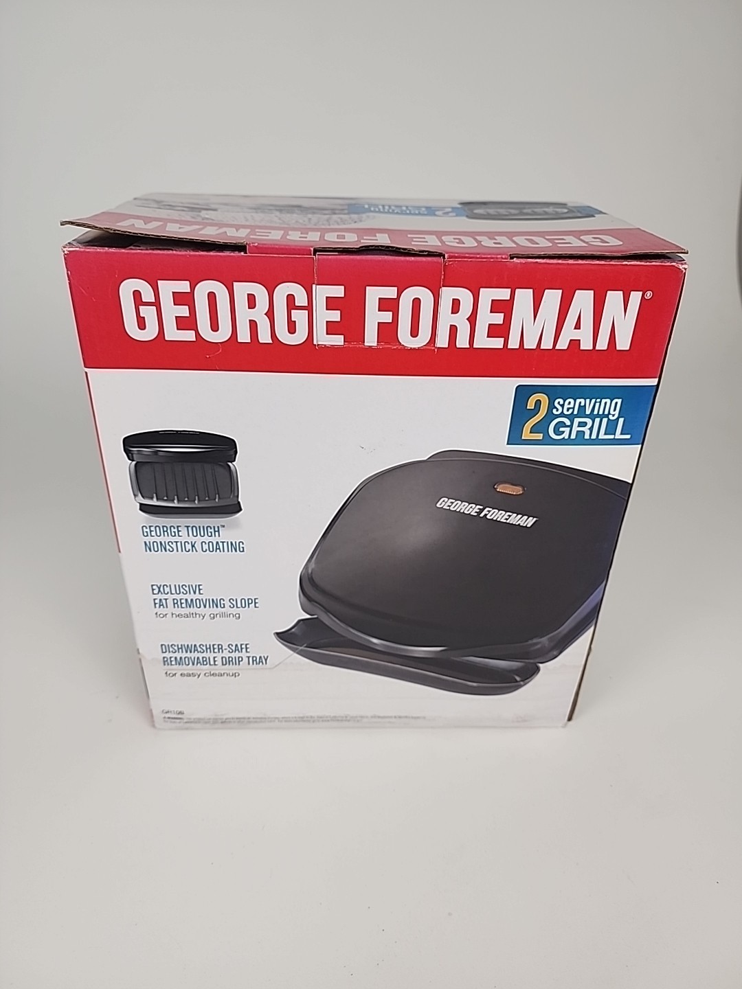 George Foreman Grill And Panini Non-Stick Coating 2 Serving Grill New