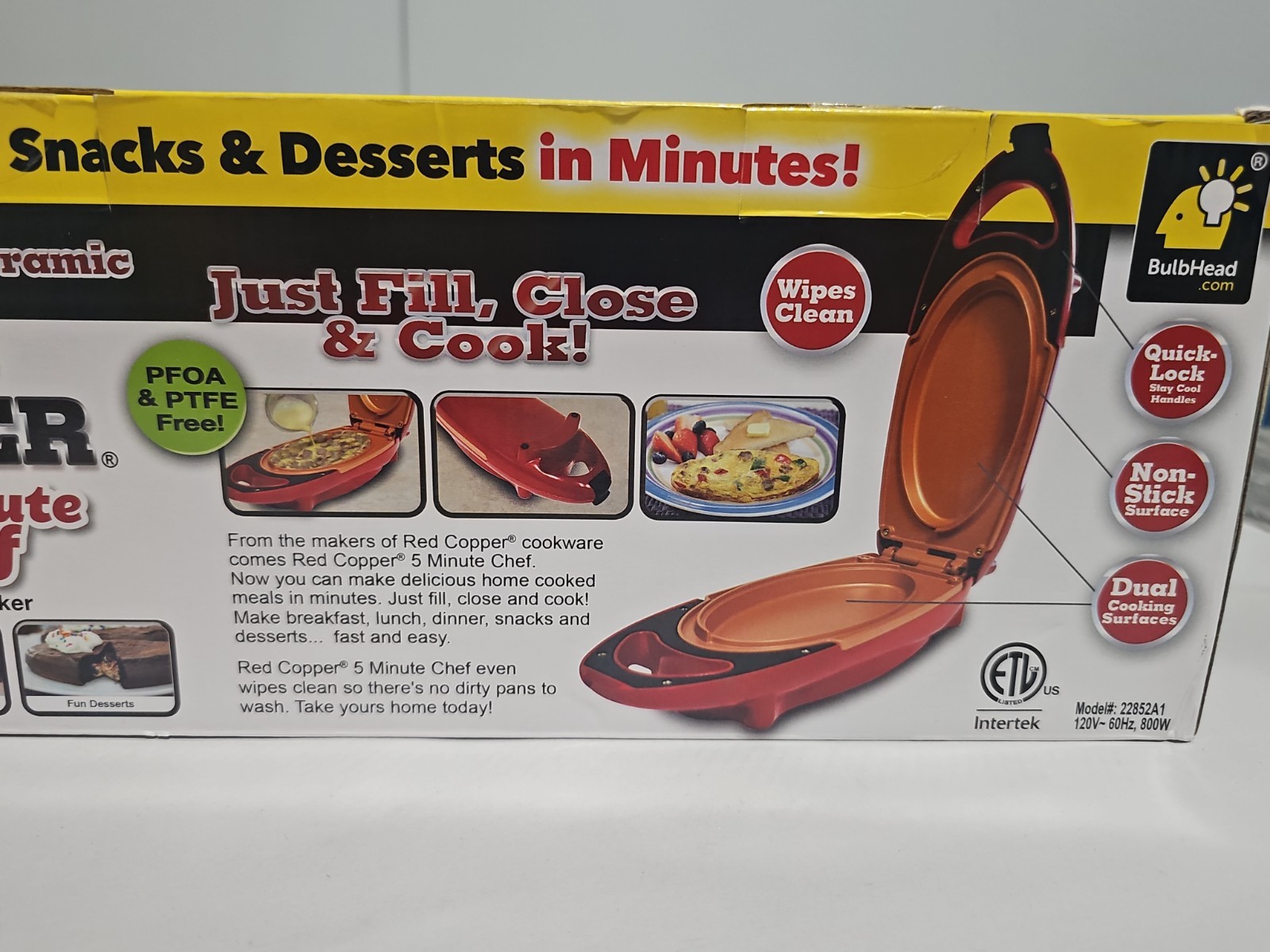 Copper Red 5 Minute Chef Electric Meal Omelet Maker (Sealed) As Seen On Tv Coppe