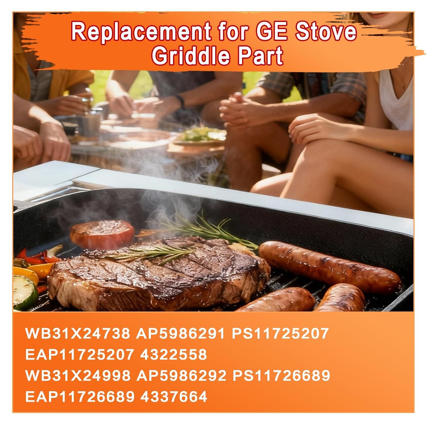 Cast Iron Replacement Griddle for GE Gas Stove WB31X24738 Stove Top Griddle