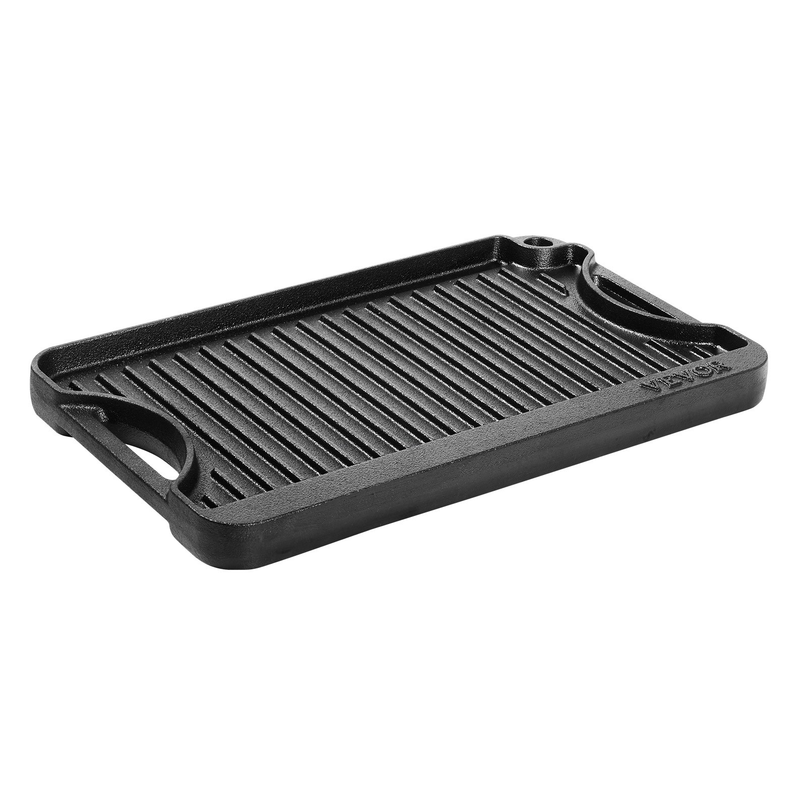 VEVOR 14×8.5 inch Reversible Grill Griddle Pre-Seasoned BBQ Pan Cast Iron Black
