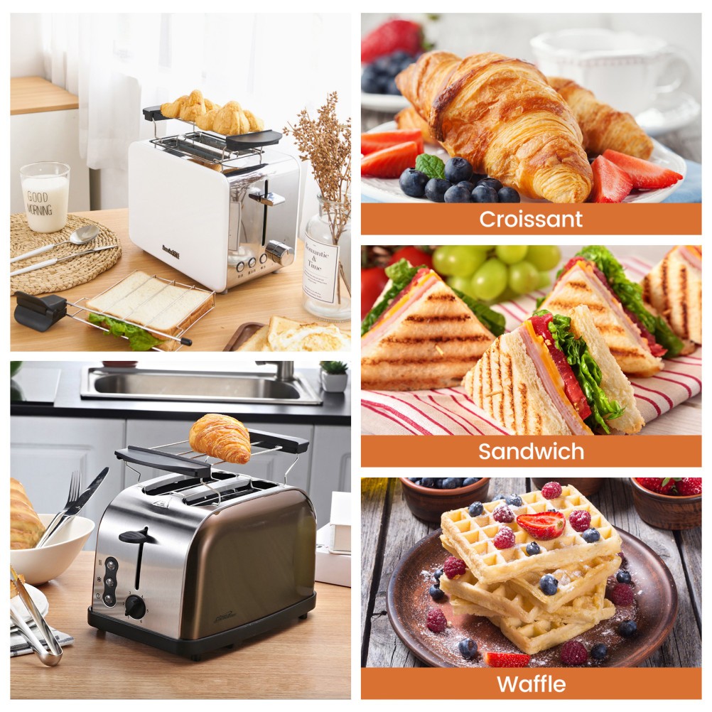 1Pc Toaster Accessory Stainless Steel Toast Rack Kitchen Supply Black