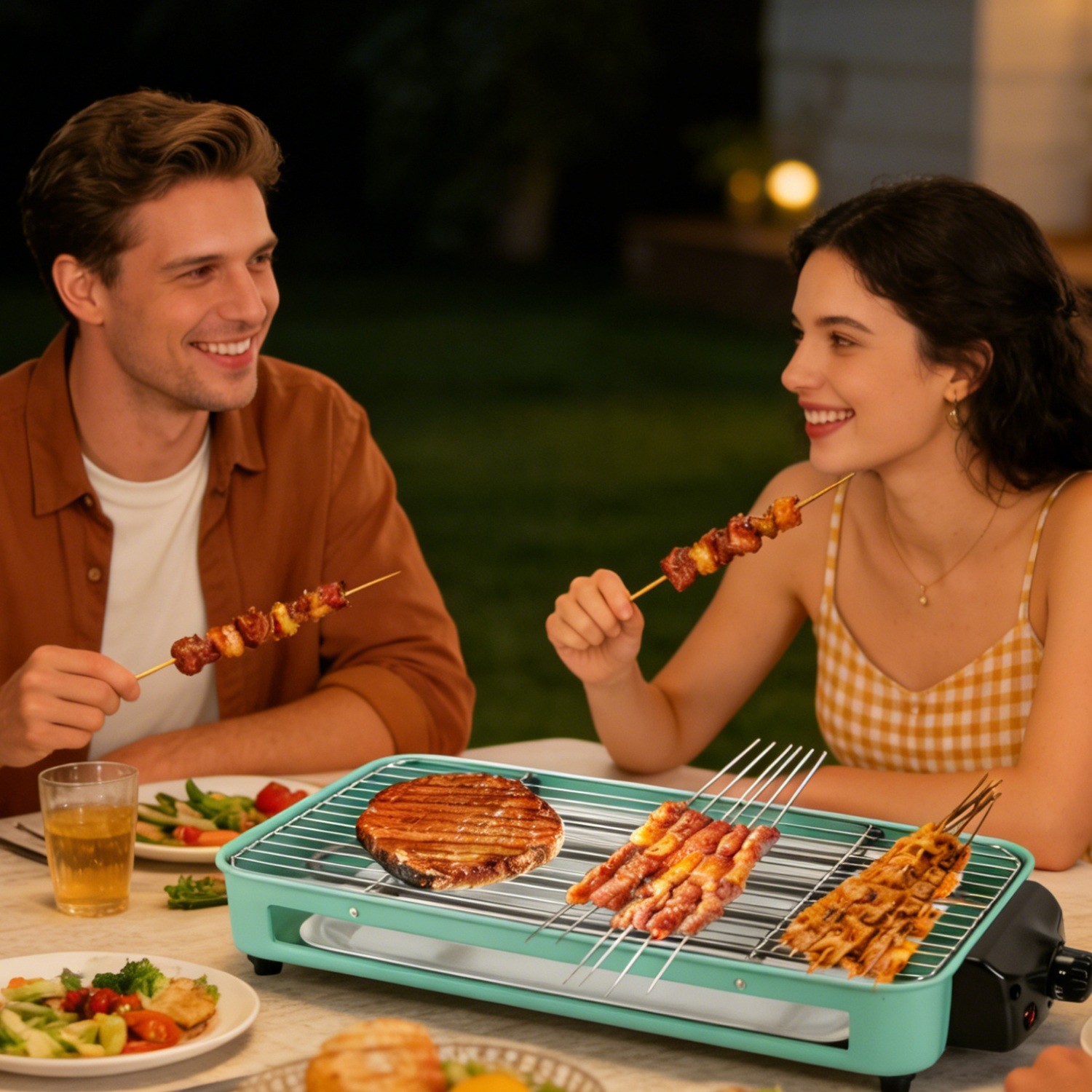 2 in 1 Electric Indoor Grill Electric BBQ Grill Portable Barbecue Cooking Plate