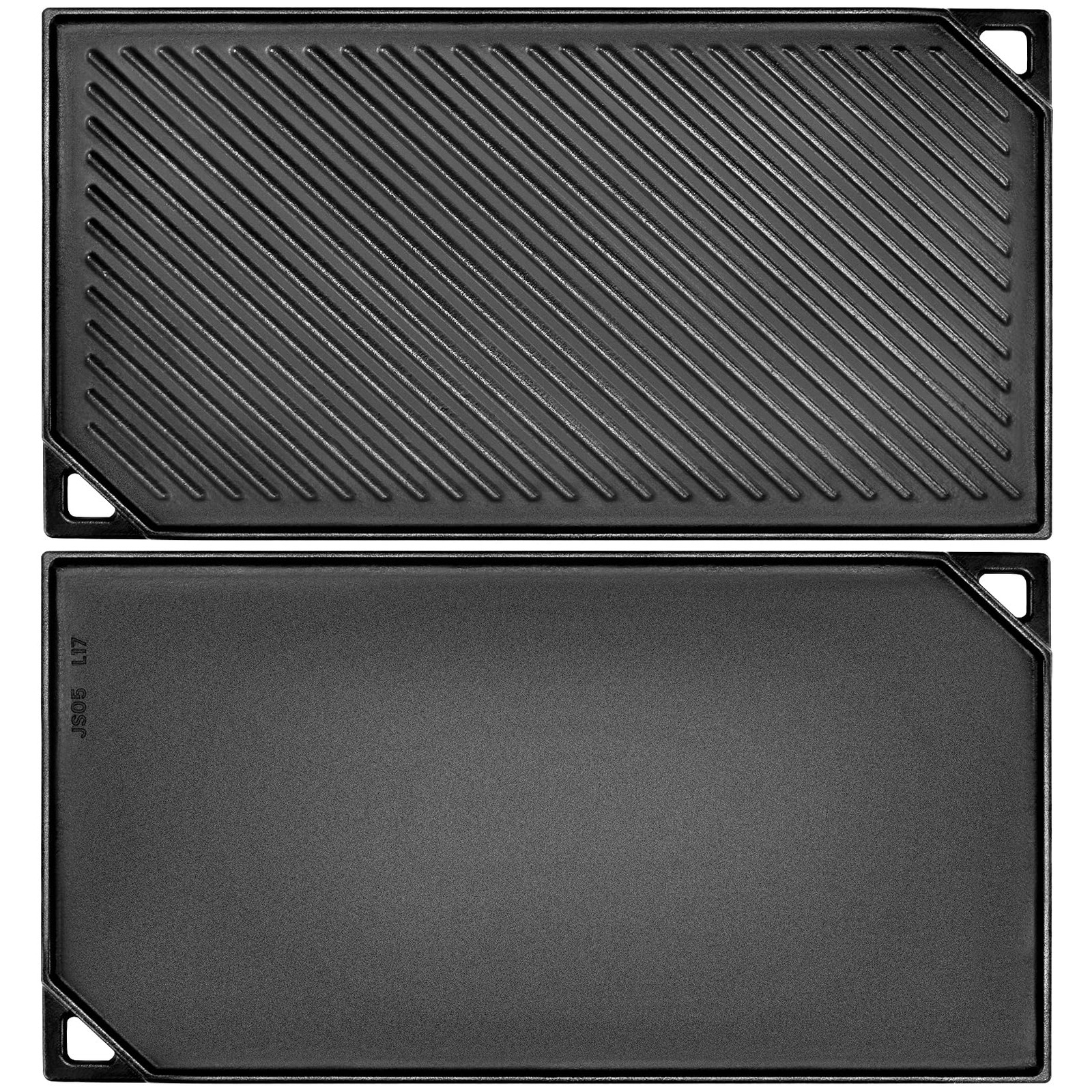 Reversible Cast Iron Griddle 16.5 Inch x 9.5 Inch Pan For Gas Grill Stove Top