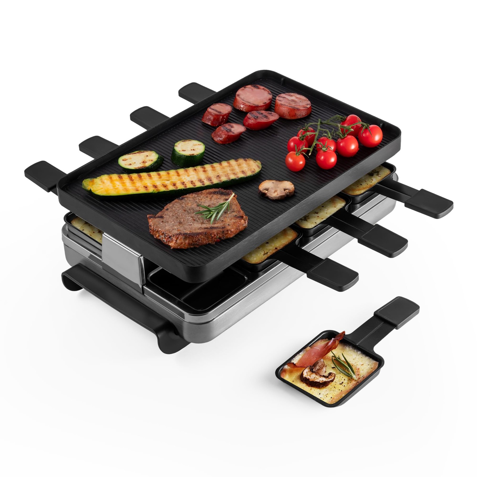 Classic Raclette Party Grill with Reversible Cast Aluminum Non-Stick Grill Pl…