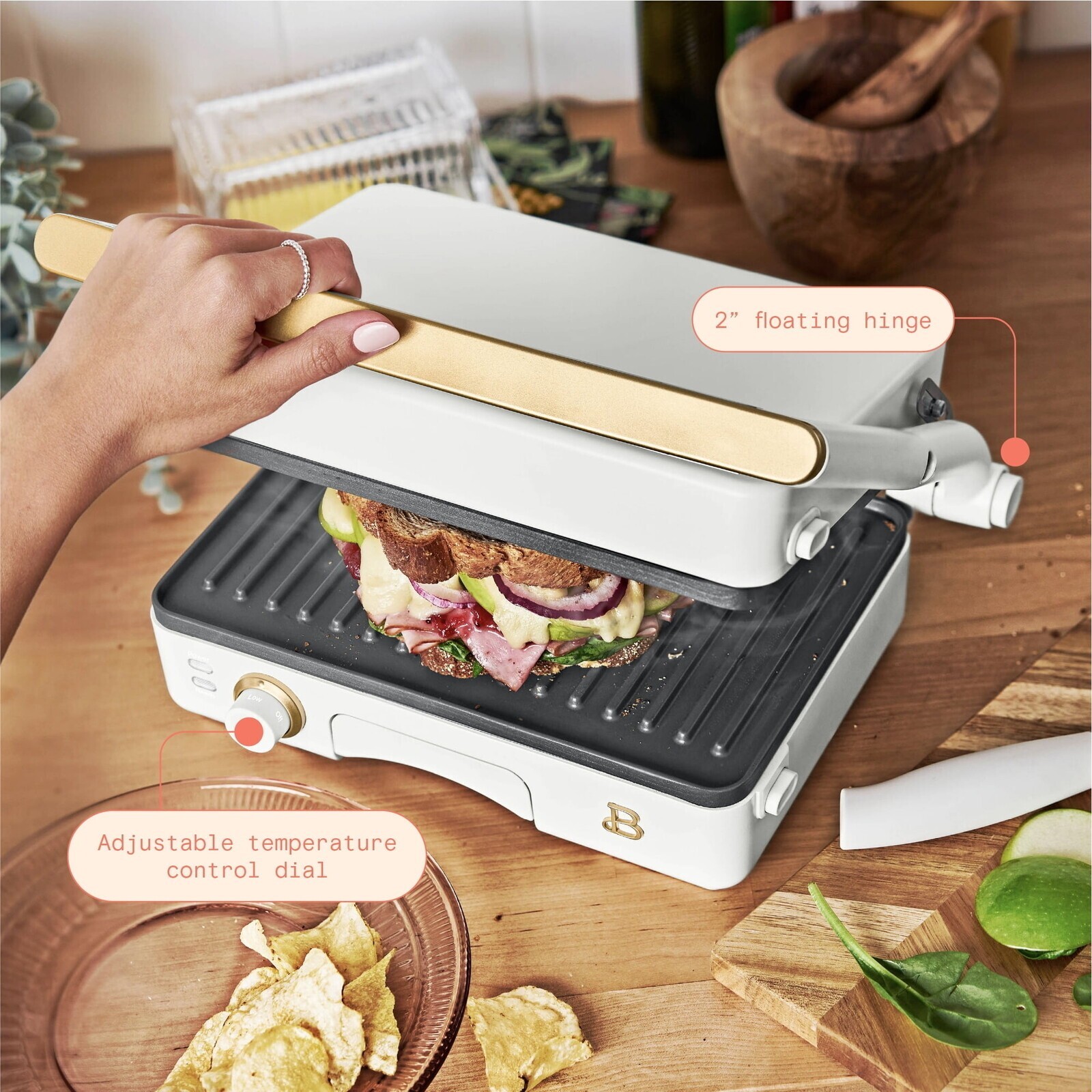 2-in-1 Panini Press & Grill Dishwasher Safe Parts Removable Cooking Kitchen Home