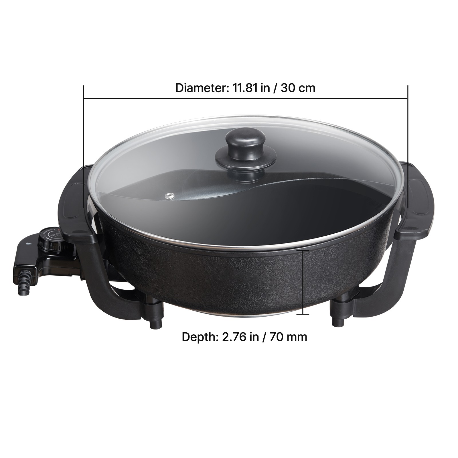 Electric Hot Pot 5 L Non-Stick Shabu-shabu Hot Pot with Divider for 6-10 People