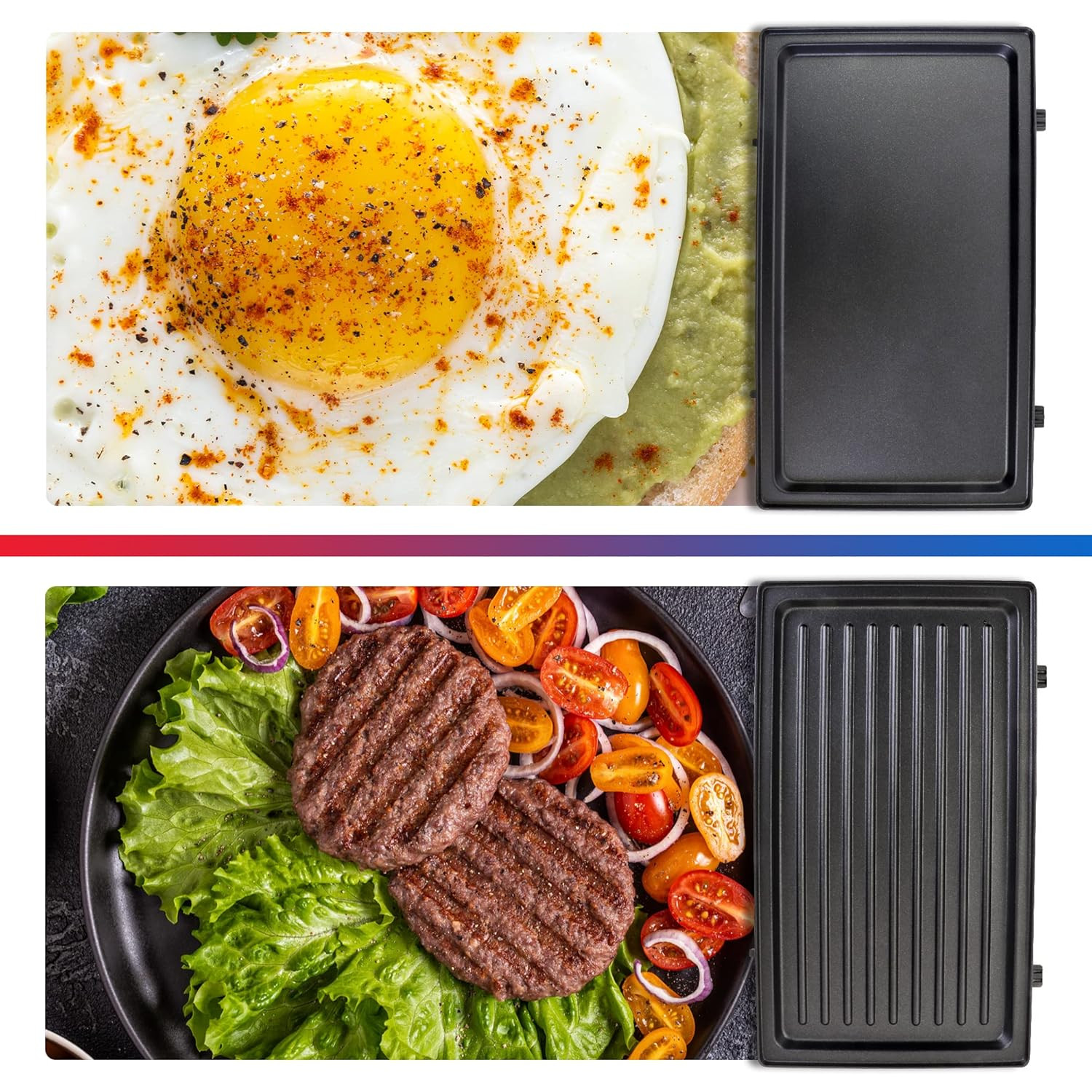 Total Chef 4-In-1 Interchangeable Cooking Surfaces, Countertop Grill plus Open G