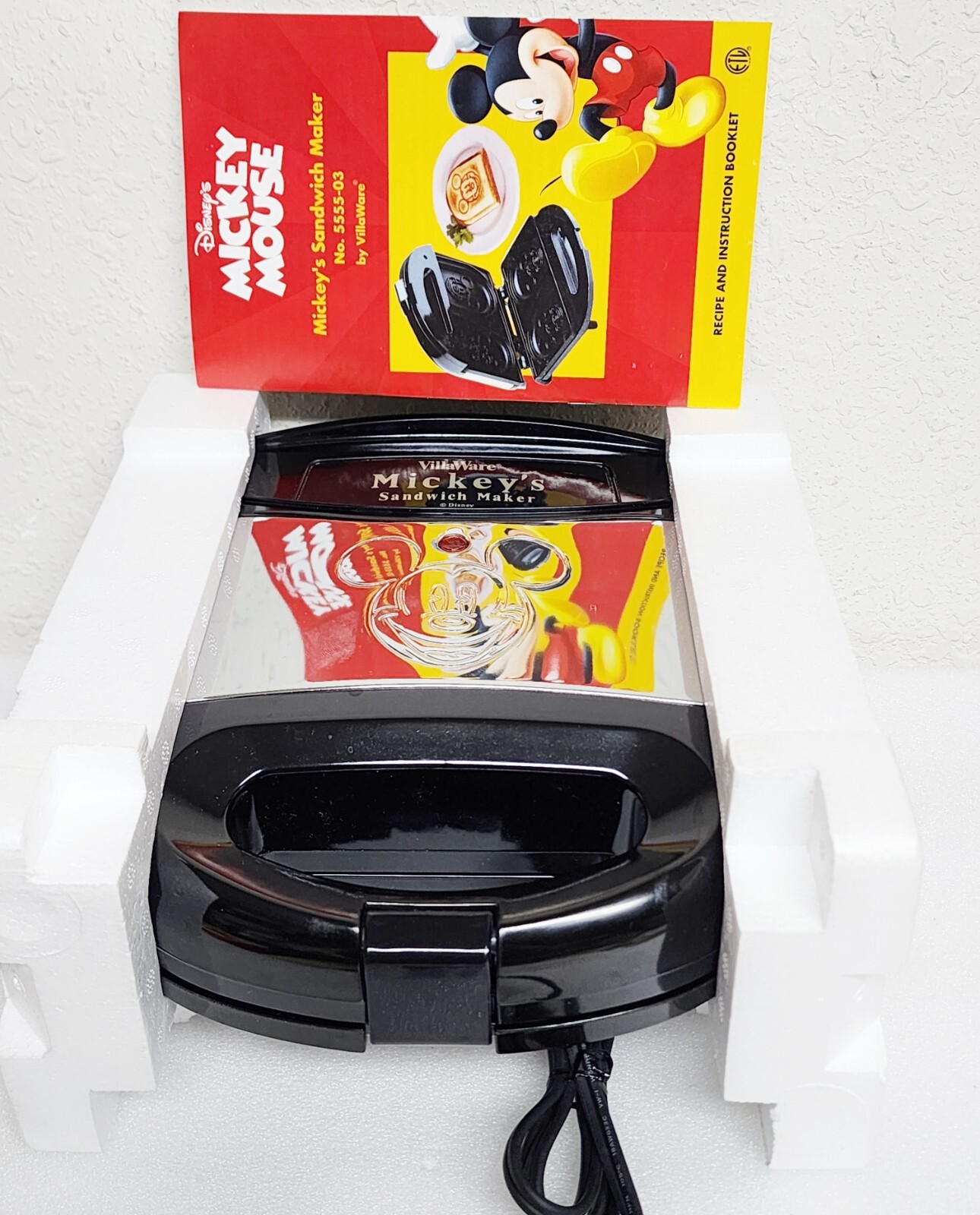 Villaware Disney Mickey Mouse Sandwich Maker Model# 5555-03 Cleaned & Tested