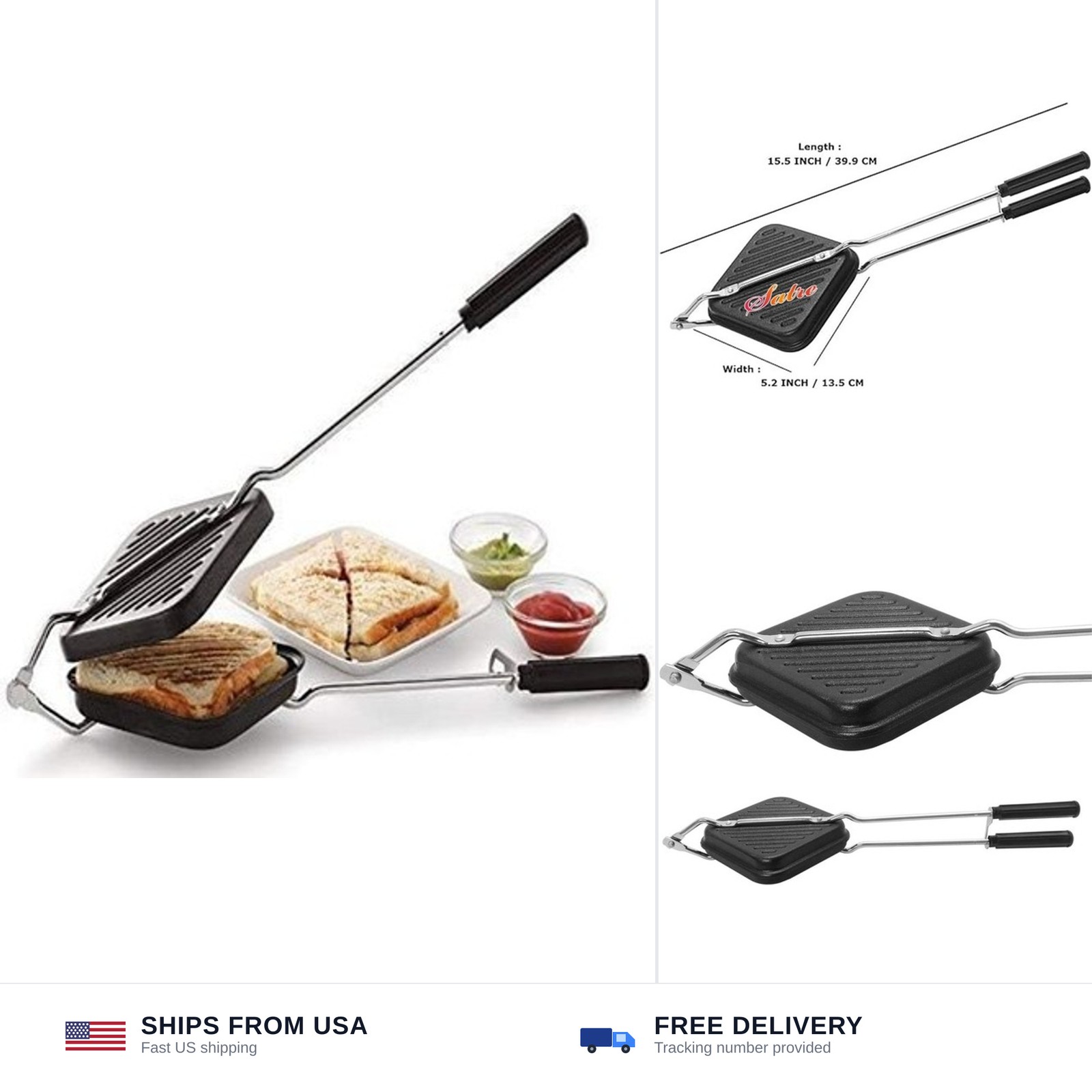 Grill Sandwich Maker And Toast Sandwich Maker With Non-Stick Cookware, Black