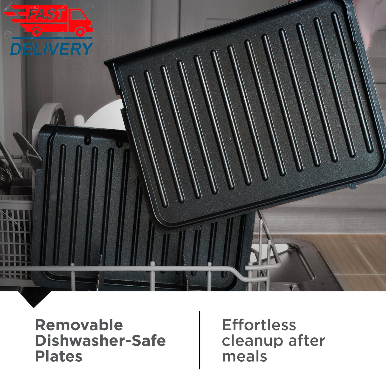 4‑Serving Electric Grill & Panini Press, Easy‑Clean Removable Dishwasher 👌👌
