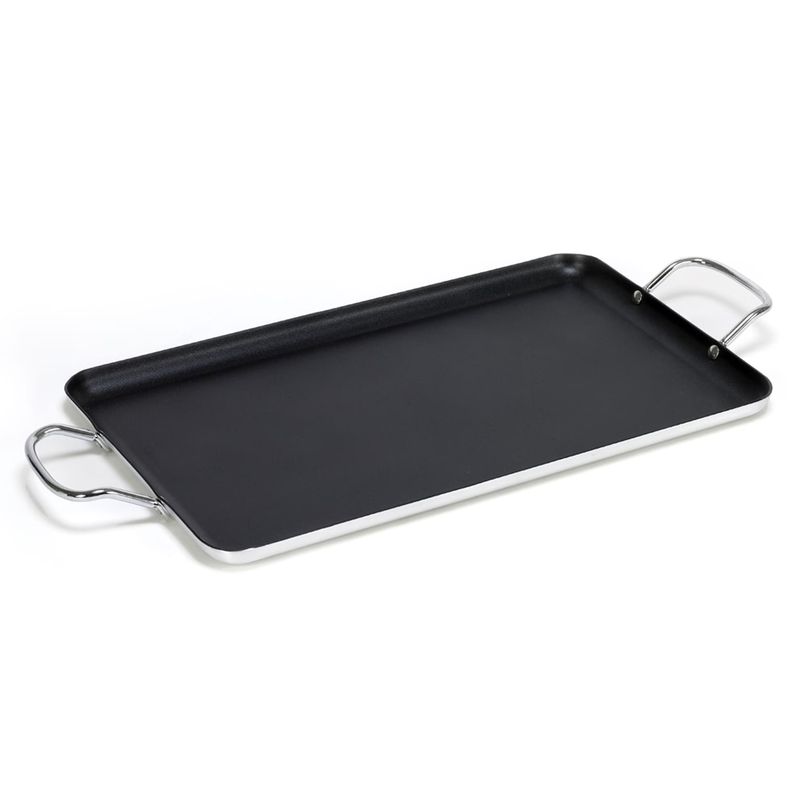 IMUSA Nonstick Stovetop Double Burner Griddle with Metal Handles, 19-Inch, Black