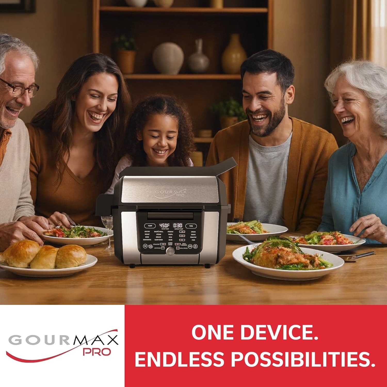 Foodgenie Gourmax Pro One Cooking Device-All-in-One Oven, Smokeless Grill,1500W
