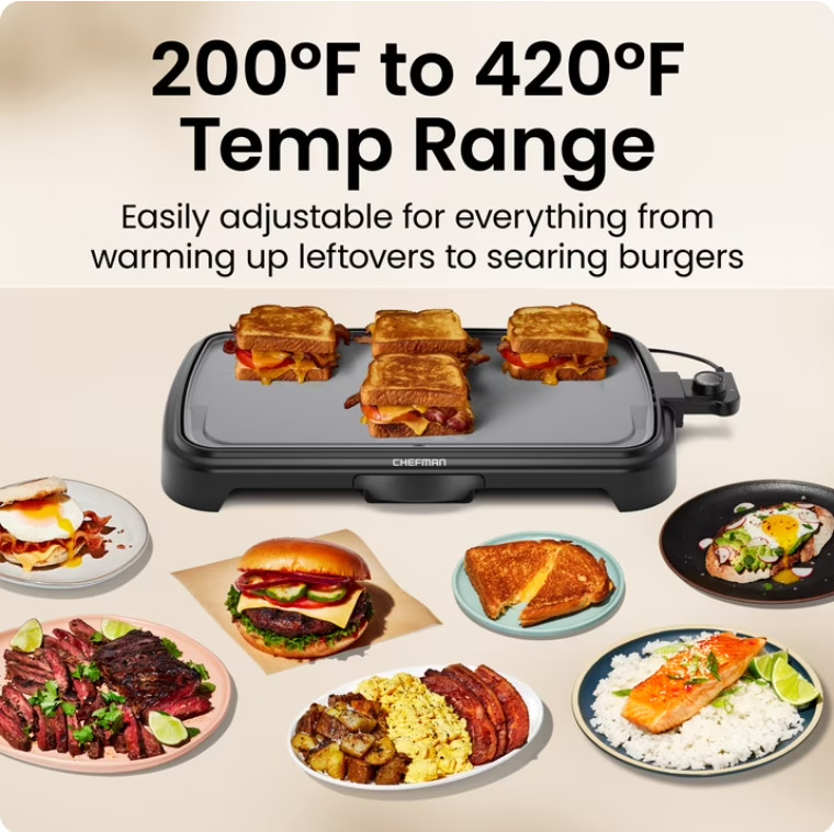 Chefman 10″x20″ Nonstick Extra-Large All-Purpose Griddle Gray (Open Box)