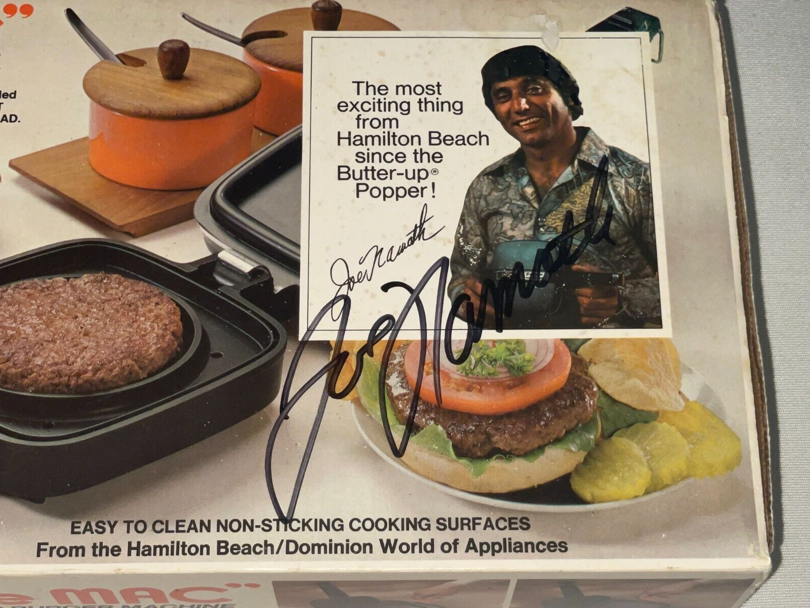 Joe Namath * SIGNED * 1976 Little Mac Hamburger Maker Hamilton Beach MINT IN BOX