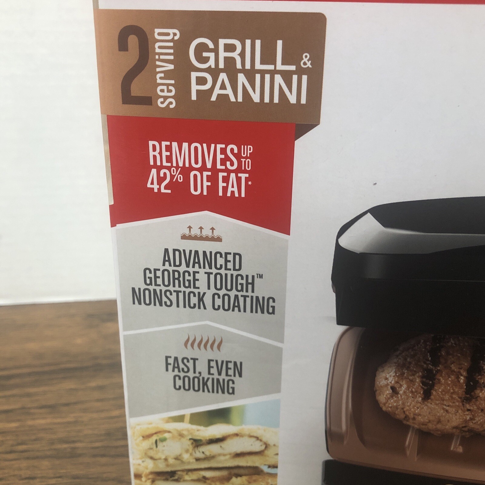 George Foreman 2 Serving Grill & Panini Copper Infused Coating GR320FBC Black